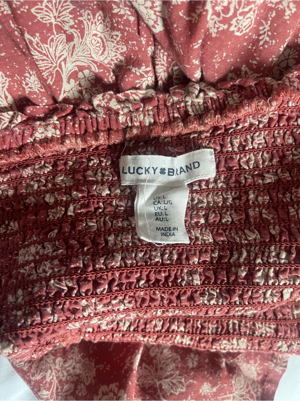 Lucky Brand Rose Pink Floral Smocked Maxi Dress with Puff Sleeves - Picture 6 of 6
